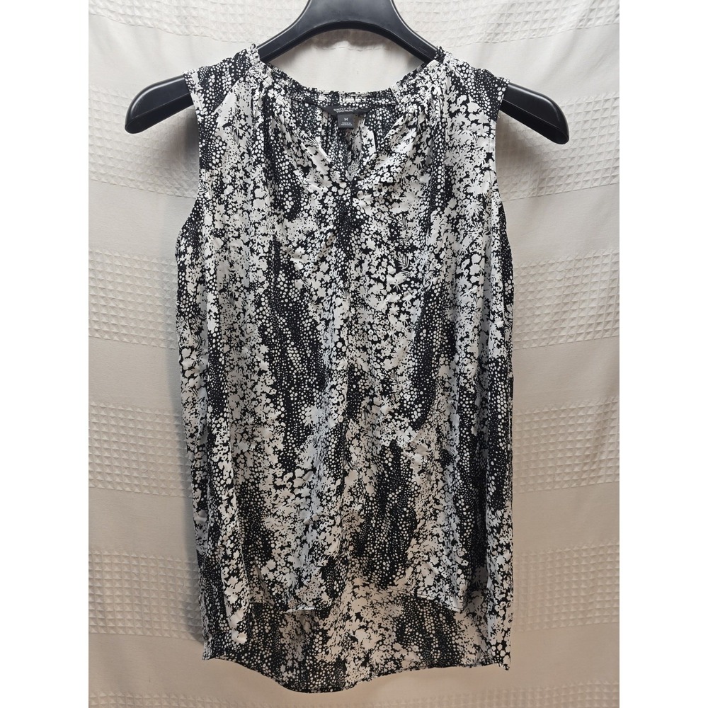 Simply Vera Wang Blouse Womens Size Medium Tunic Sleeveless Black White